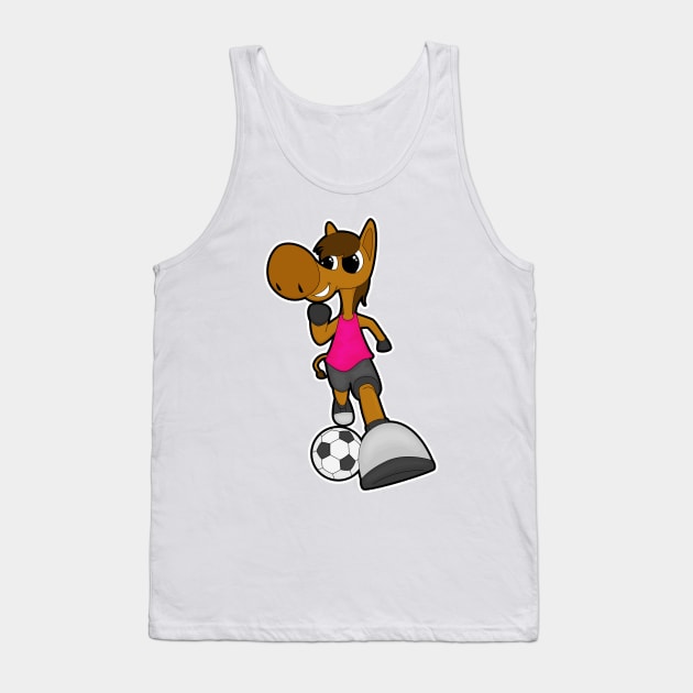 Horse as Soccer player with Soccer ball Tank Top by Markus Schnabel